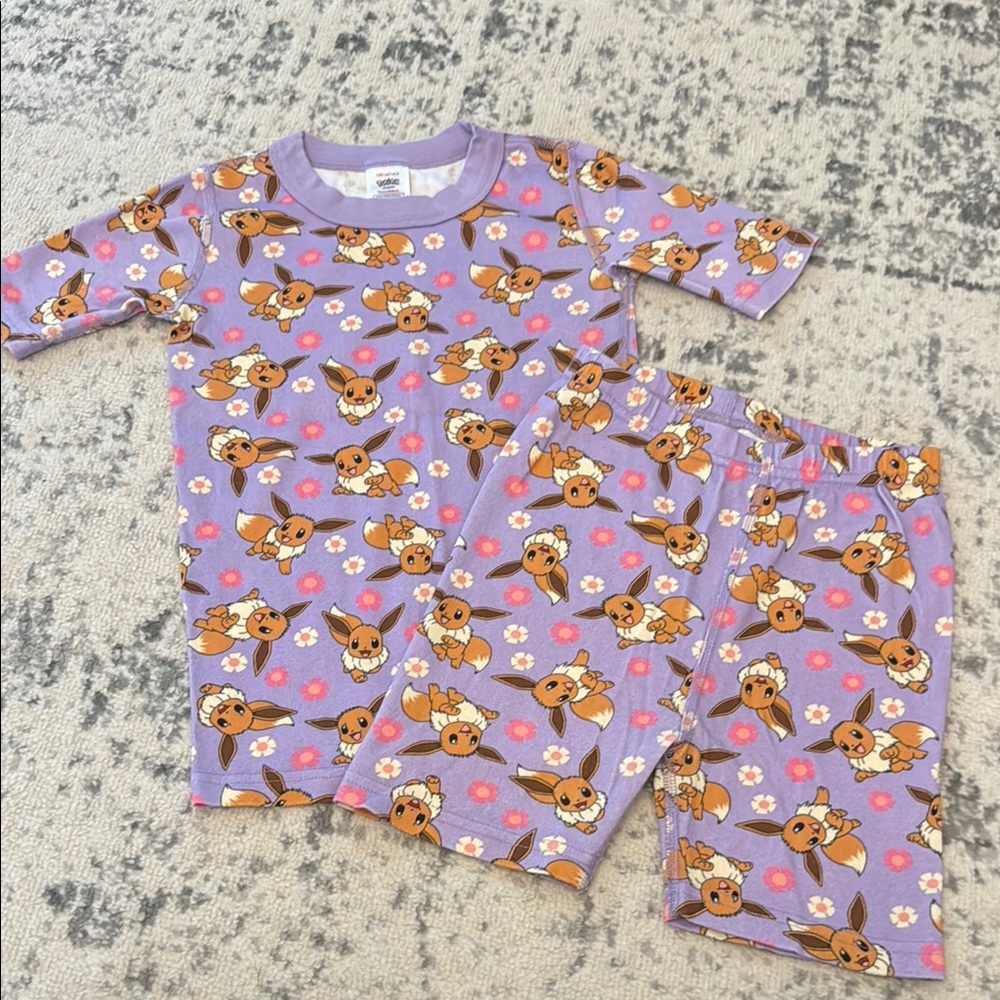 Hanna Andersson Eevee Pokemon Girls 7/8 short john set